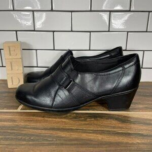 Clarks Ingalls Atlantic Women's Size 8.5 Shoes Black Leather Slip On Career Pump